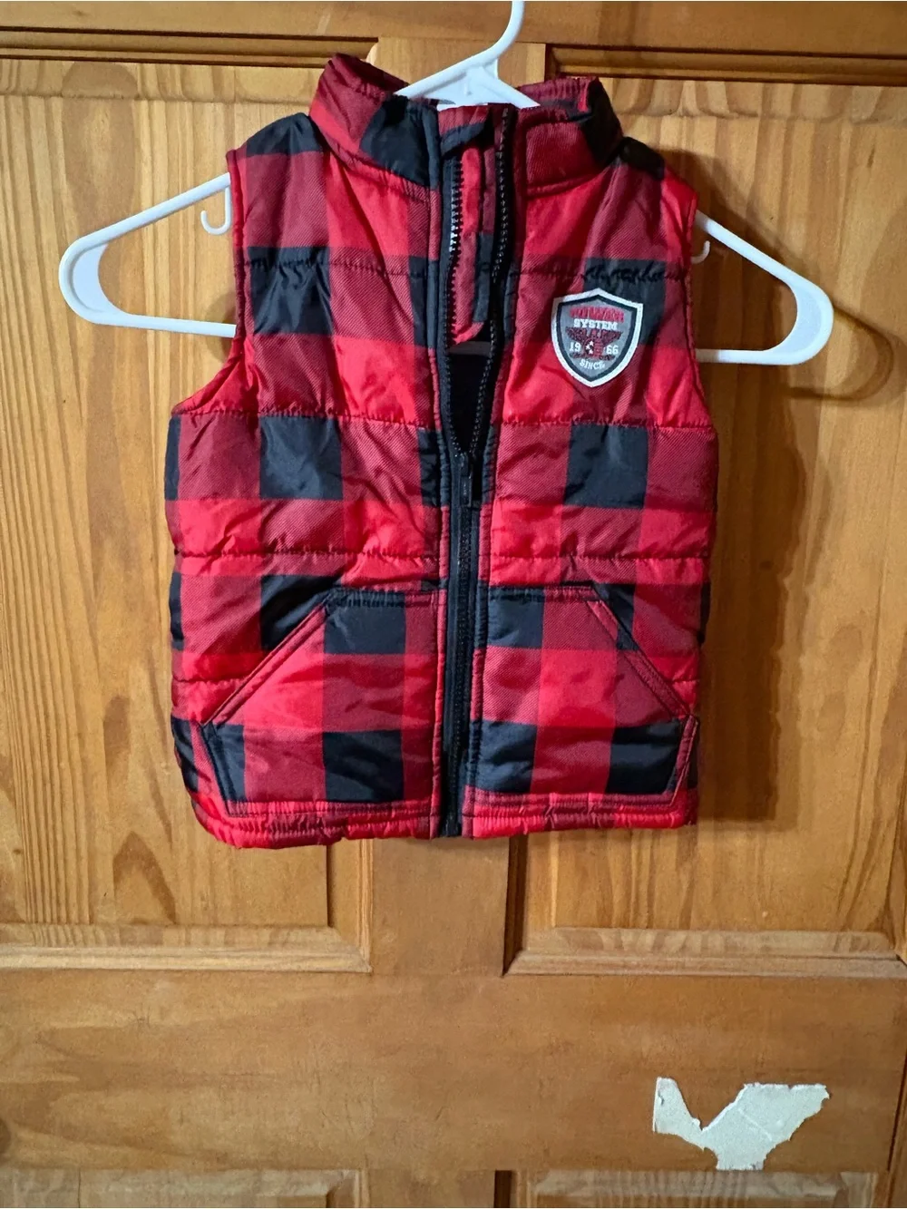 healthtex Red & Black Plaid Puffer Vest